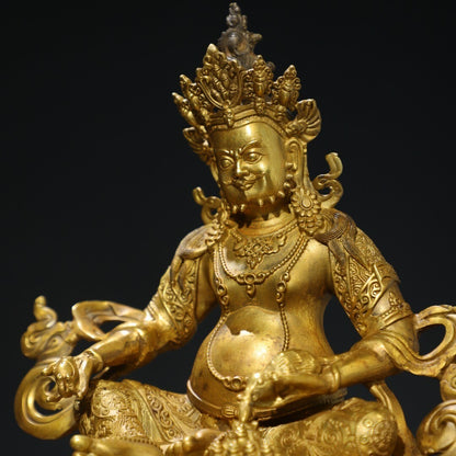 Chinese Antique Religious Buddha Statue Bronze Plated Gold [Huang Caishen]