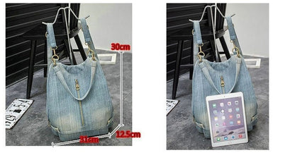 Backpack Big Multifunctional Shoulder Bag Travel Bags Rucksack Blue 30*31*12.5CM