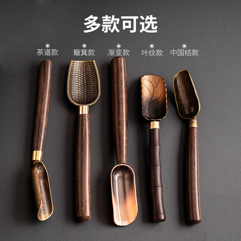 Sandalwood Copper Tea Spoon Tea Set Accessories Alloy Shovel Head Tea Collector