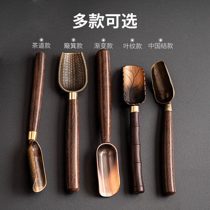 Sandalwood Copper Tea Spoon Tea Set Accessories Alloy Shovel Head Tea Collector