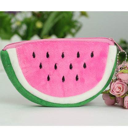Women Soft Plush Fruit Coin Wallet Phone Bag Wallet Purse Zipper Handbag