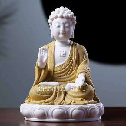 6.5" Chinese Dehua White Porcelain Shakyamuni Sakyamuni Buddha statue
