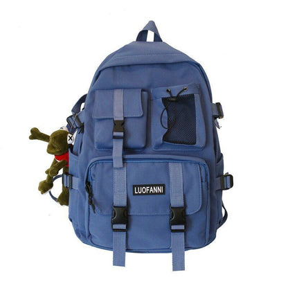 Multiple Pocket Waterproof Nylon Backpack Insert Buckle Schoolbag Book Bags 1 PC