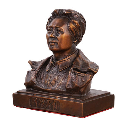4.7" Brass Mao ZeDong Bust Statue Chairman Strategist Figure Communist Portrait