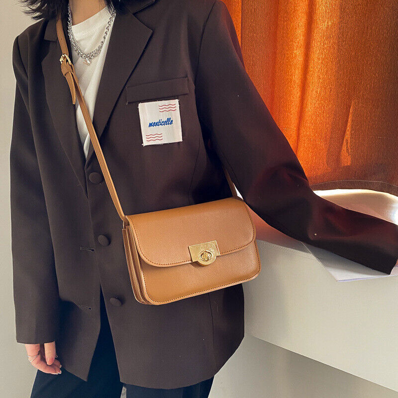 Women Bag Lock Ladies Shoulder Bag Messenger Bag PU Small Square Bag for Women
