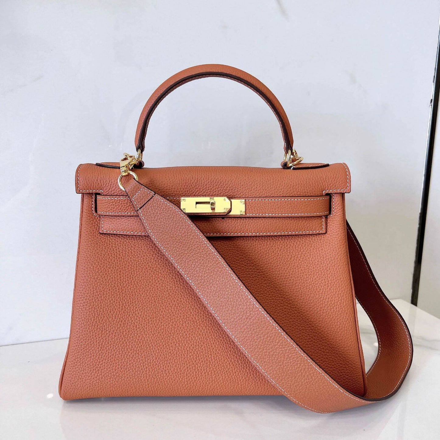 25/28) Real Leather Small Flap Briefcase Tote Shoulder Bag Purse Handbag Fashion