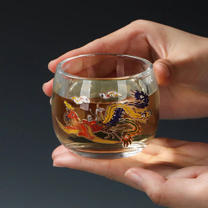 95ml Exquisite Glass Change Color Kung Fu Tea Cup Household Hand-drawn Guest Cup
