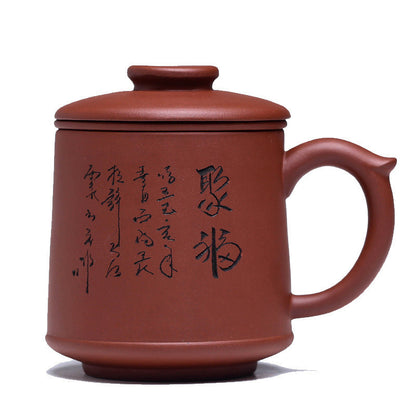 450ml Chinese Yixing Purple Sand Filter Tea Cup Home Office Mug Kung Fu Tea Set