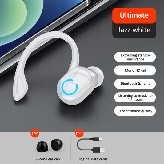 Bluetooth 5.2 Wireless Headset Driving Trucker Earbuds Noise Cancelling Earpiece