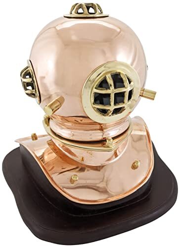 8 in. Solid Copper & Brass Miniature Replica 1941 US Navy Mark IV Diving Helmet
