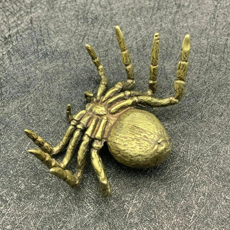 6.5cm Exquisitely Chinese Brass Spider Hand-carved Tea Pet Home Decoration
