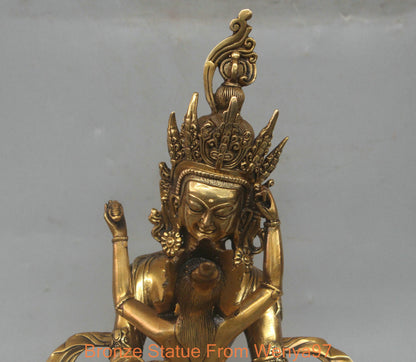 11'' China Tibet Vajrasattva Yab-yum Buddha Bronze Statue