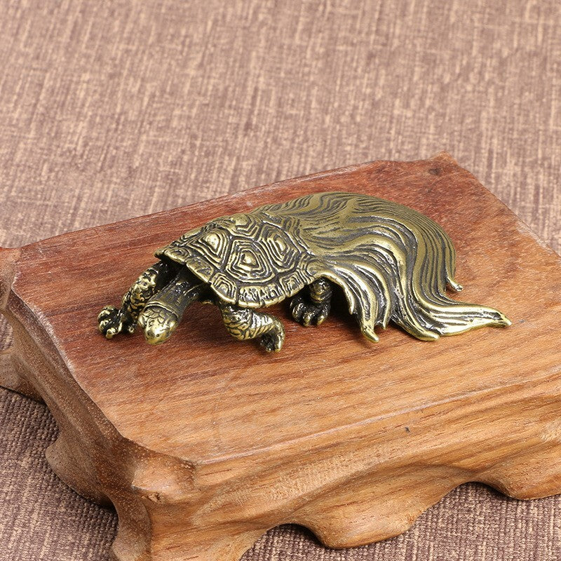Brass Longevity Turtle Figurine Small Statue Home Ornament Animal Figurines Gift