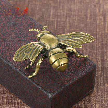 1.8" Brass Insect Honeybee Figurines Miniatures Tea Pet Funny Beetle Crafts