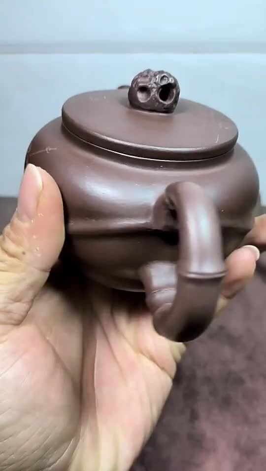 Handmade Tea Pot Marked Yixing Zisha Purple Grit Clay Pot Marked 7 Infuser Holes