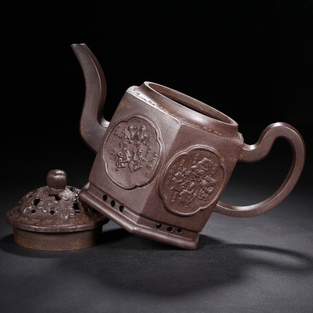 Chinese Yixing Zisha Clay Handmade Exquisite Teapot （六方（高温窑变） 底款：金鼎商标）