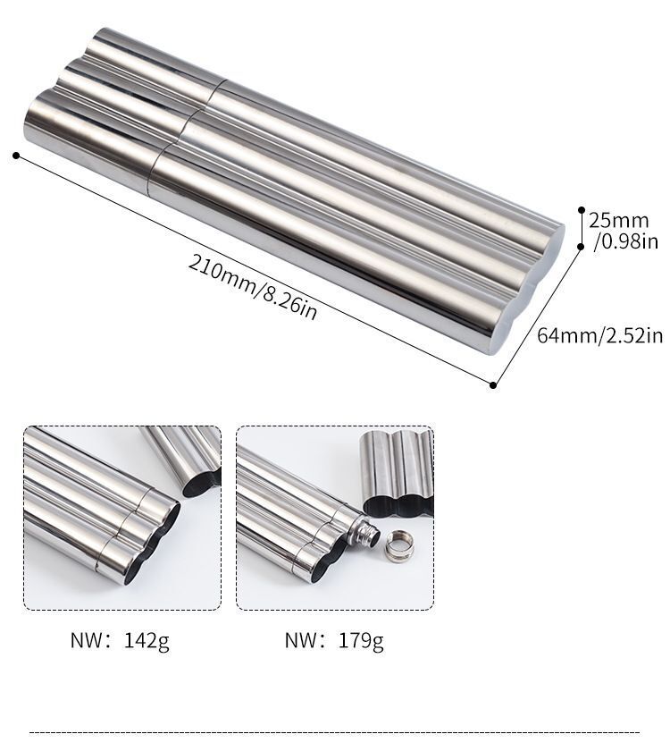 Cigar Tube Storage Cases Stainless Steel Humidor Travel Tobacco Cigarette Holder