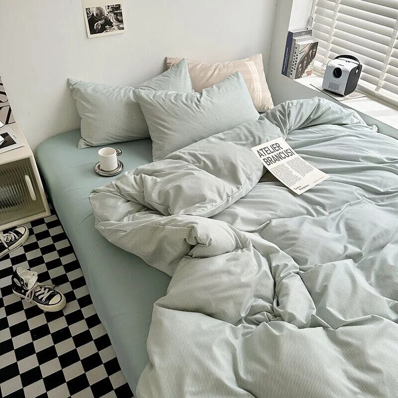 Duvet Cover Set with Sheet Pillowcases Color Bed Queen Size Home Bedding Set