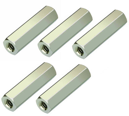 5 Pack Threaded Spacers ½" L, #6-32 Thread Size, 0.25" OD