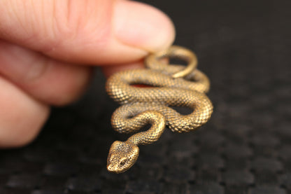 chinese old bronze hand snake statue figure collectable netsuke decoration