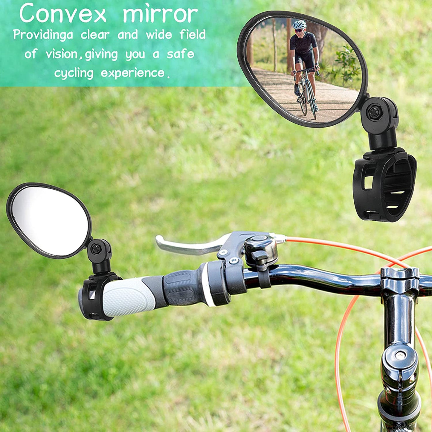2Pcs Bike Mirror Rotaty Round MTB Road Handlebar Bicycle Rear View Glass Cycling