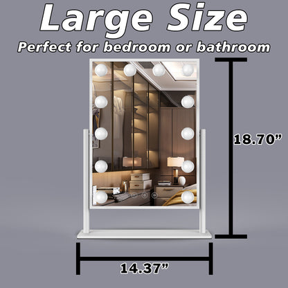LED Lighted Hollywood Style Vanity Makeup Mirror with 3 Light Colors, Dimmable