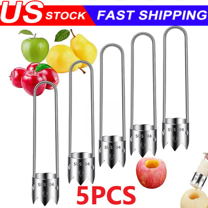 5PCS Stainless Steel Core Remover Pear & Apple Corer Vegetable Seed Extractor