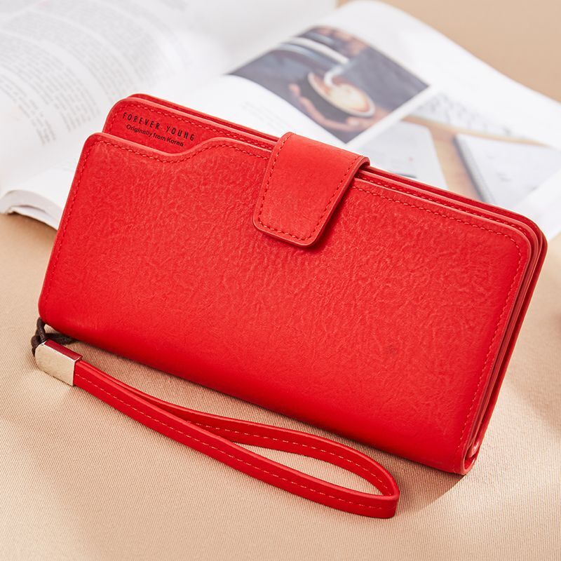 Synthetic Leather Wallet Clutch Purse Red 3Fold Zipper Purse Money Bag Coin 1 PC
