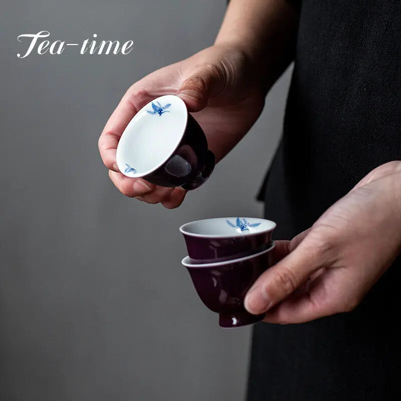 1 PC 50ML Creativity Hand Painted Butterfly Orchid Tea Cup Household Teaset
