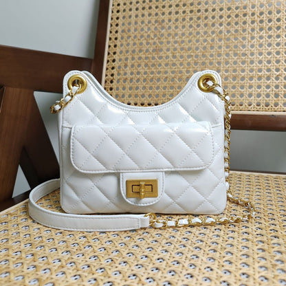 Small Mini Quilted Real Leather Shoulder Bag Hobo Crossbody Clutch Purse Chain