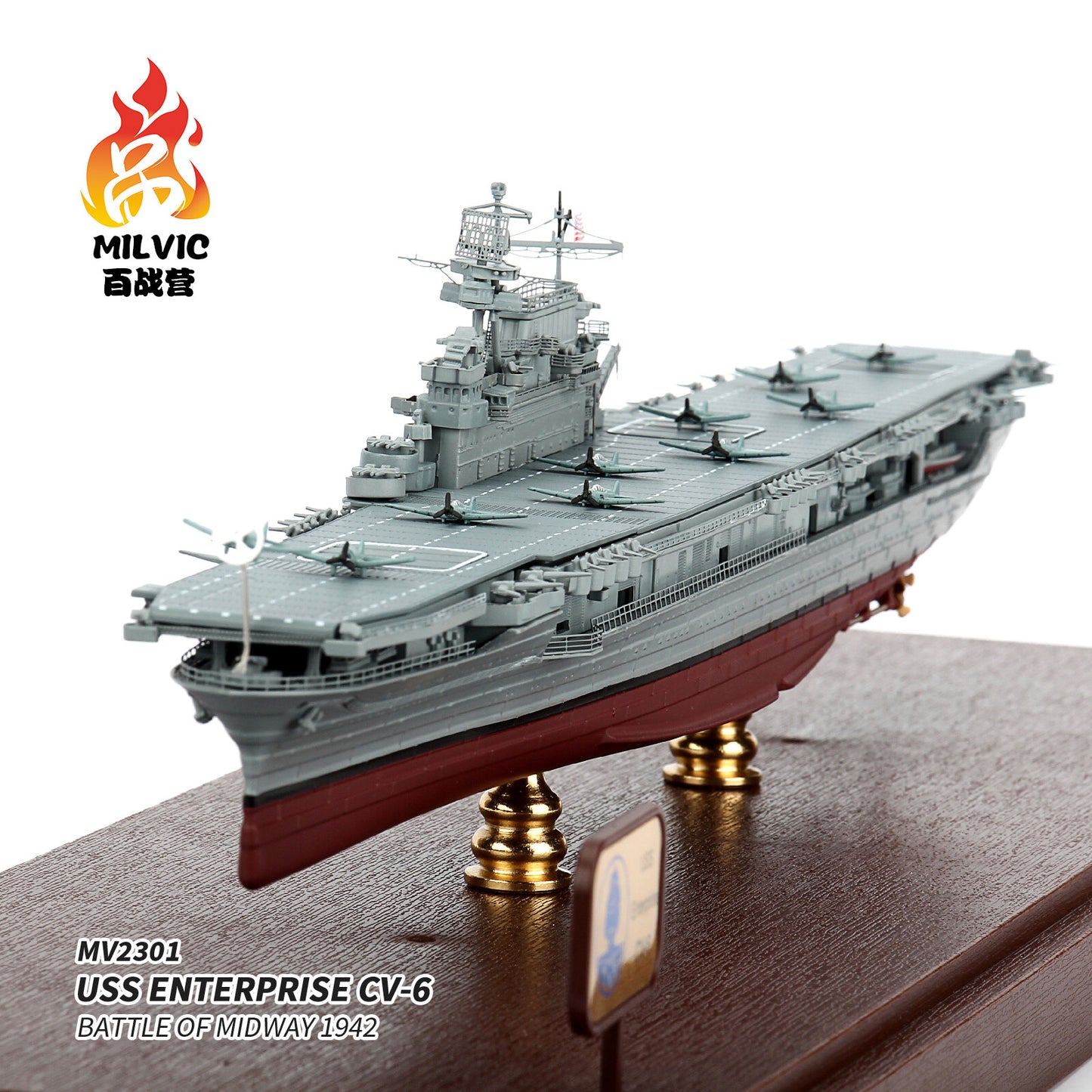 1:700 MILVIC USS ENTERPRISE CV-6 BATTLE OF MIDWAY 1942 Warship Diecast Model