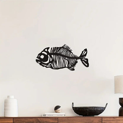 Metal Crafts Marine Fish Fishbone Ornaments Pendant Silhouette Iron Crafts