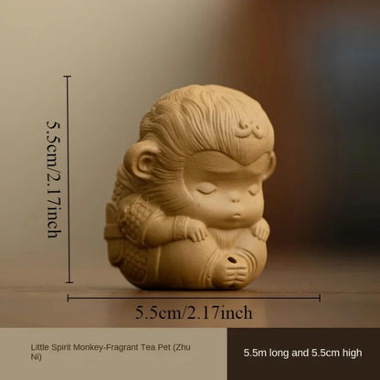 Buddha Zen Monkey Incense Holder Tea Pet 5.5cm 2.2in Tea Tray Desktop Decor