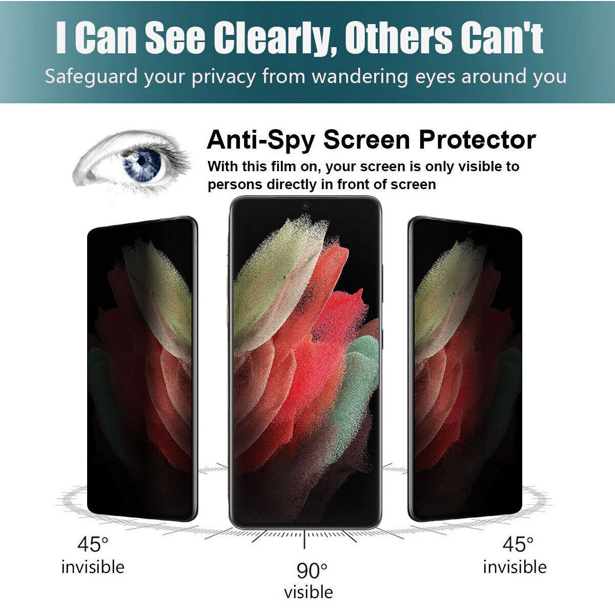 For Samsung Galaxy S21 Ultra 5G S21+ Privacy Tempered Glass Screen Protector