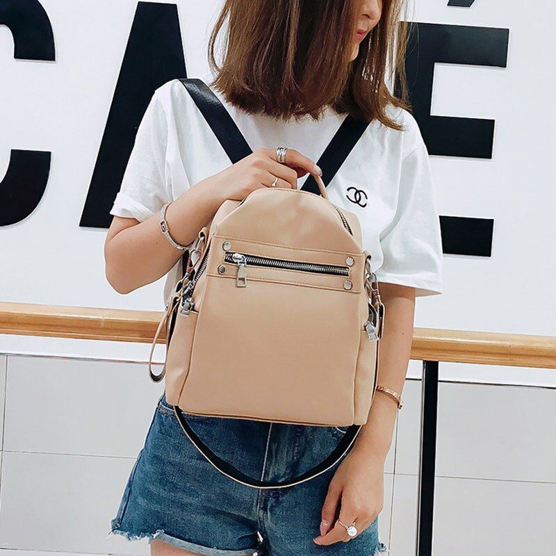 Synthetic Leather Backpack Bag Small Purse 20*11*28CM Pink/Black/White/Khaki 1PC