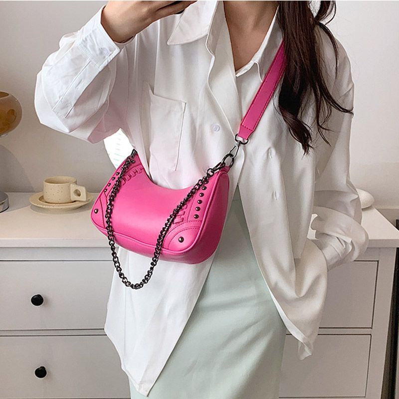 PU Leather Shoulder Bag Handbags Chain Rivet Crossbody Bag Underarm Bags Purses