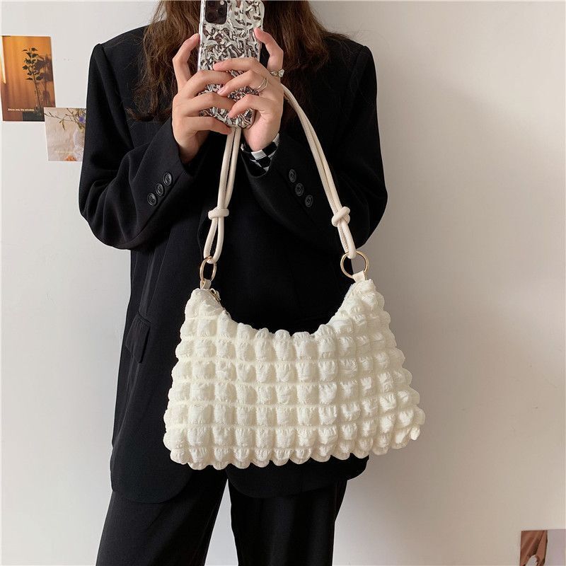 Cute Handbag Canvas Underarm Cloud Shape Shoulder Purse 34*22*10 Cm Whithe/black