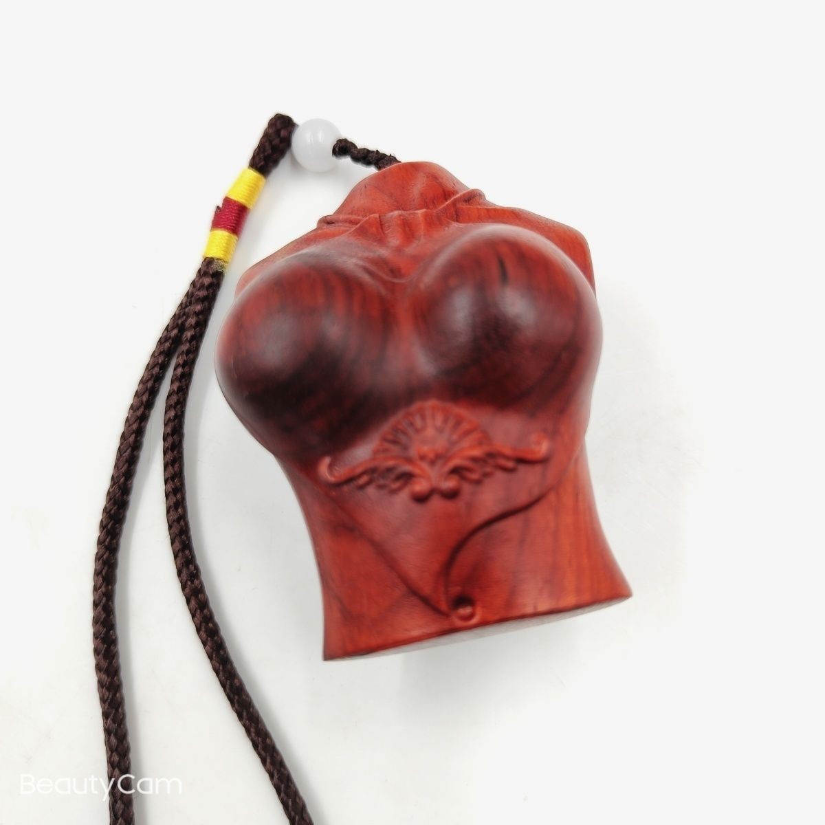 Red Sandalwood Male Torso Handheld Carving 6.3cm Natural Wood Pendant