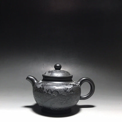 vintage chinese yixing purple clay teapot zisha ceremony carving Collectible art
