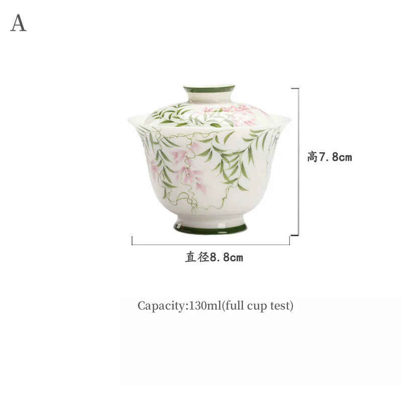 Hand Painted Gaiwan Set for Tea TureenTeaware Cup Chinese Bowls Tea Ceremony