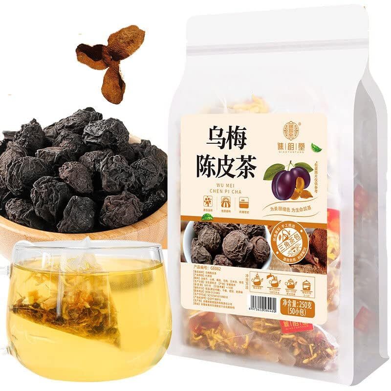 Chinese Dark Plum Matured Mandarin Peel Tea Combined Herbal Tea Bag 250g
