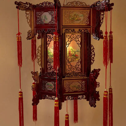 Palace Lantern Carved Wooden Chinese Lantern Balcony Red Outdoor Decoracion