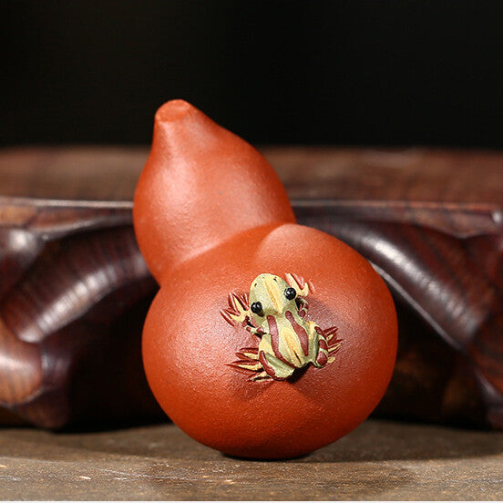 Gourd Frog Statue Tea Pet Yixing Zisha Clay Tea Play Home Table Decoration Funny