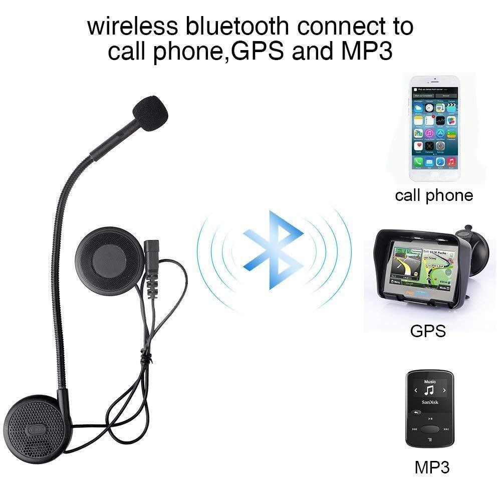 Rechargeable Motorcycle Helmet Headset Speaker Mic Bluetooth 5.0 Handsfree Music