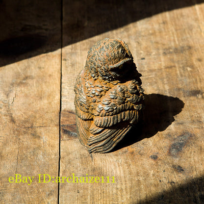 Chinese Handmade Iron Rust Cast Owl Statue Tea Pet Home Decor