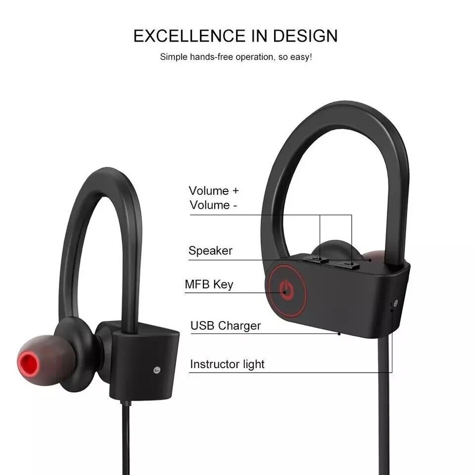 Audifonos Bluetooth 5.0 a Prueba de Agua Auriculares Deportivos inalámbricos!!!