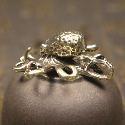 Handmade Pure Copper Octopus Handle Piece Tea Ceremony Animal Tea Pet