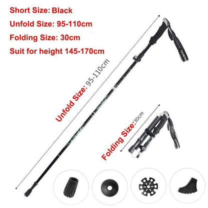 5-Section Folding Trekking Poles Nordic Walking Stick Hiking Telescopic Cane 1PC