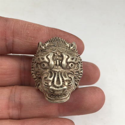 China old antique Tibetan silver handmade Luck Tiger 19mm ring