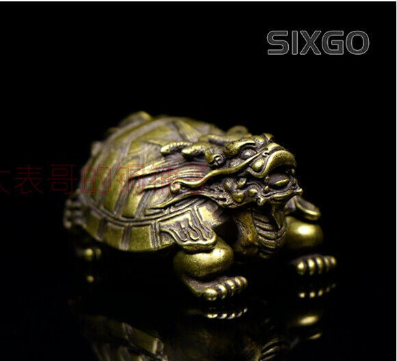 Old China Bronze Carving Dragon Turtle Statue Collection
